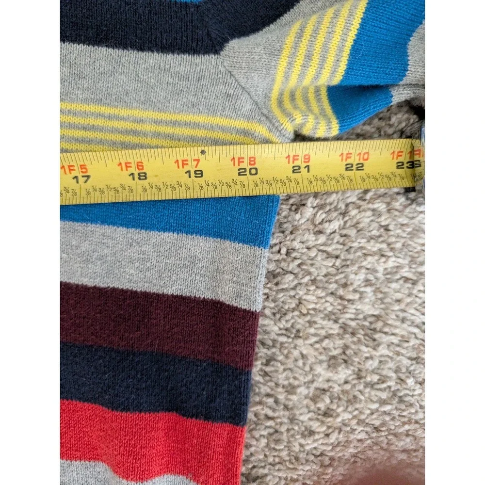 Gap Crazy Stripe Sweater Mens M Gray Multi Color 100% Cotton Holiday 2017